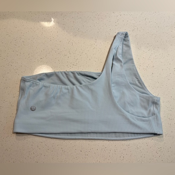 Lululemon Ribbed Nulu Asymmetrical Yoga Bra in Powder Blue Size 10 - Picture 6 of 7